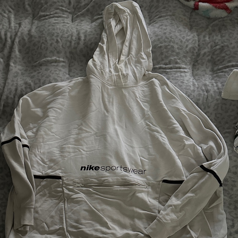 Nike White and Black Sportswear Hoodie